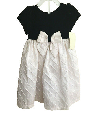 Marnellata Baby Girls Velvet Satin Holiday Party Dress 24 mos Black Short Sleeve