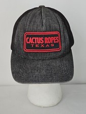 Hooey Cactus Ropes Texas Flexfit Hat Cap Size S/M Black Gray Fitted Trucker Mesh