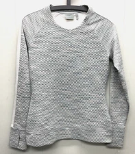 Women's Athleta Long Sleeve Gray Texture Active Top Stretch-Finger Holes-Size XS