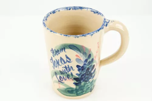 Yesteryears Pottery Marshall Texas Hand Turned Pottery Mug Bluebonnet