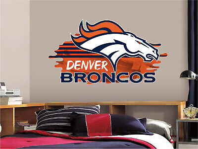 Details about   Denver Broncos With Text Custom Vinyl Wall Sticker