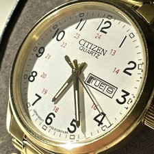 CITIZEN BF0612-95A QUARTZ WHITE DIAL GOLD TONE WATCH MSRP 175