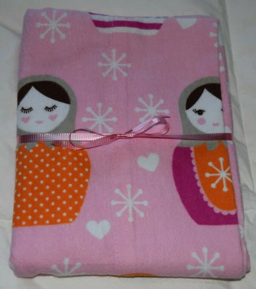 Funda de almohada individual de franela Circo/1 muñeca rusa matrioska rosa niña ~ difícil de encontrar Foto 2 de 4