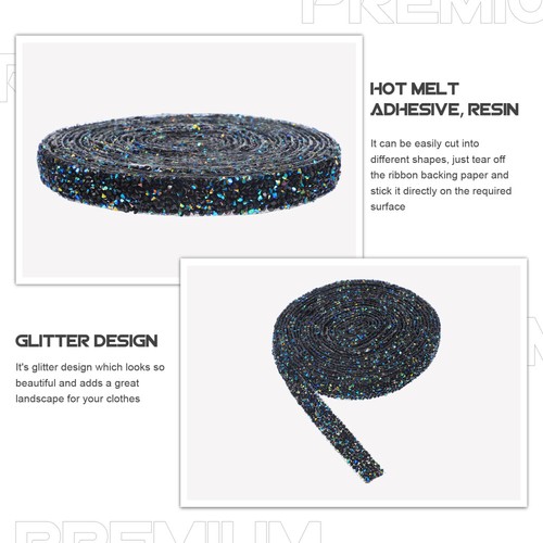 diamond belt bling Resin Adhesive Rhinestone Hot Drill Diamond Stickers Tape - Picture 9 of 12