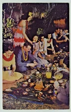 Luau Feast Pig Wrapped in Ti Leaves Imu Ground Oven Hawaii Postcard