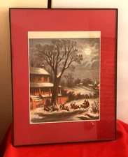 FRAMED 1869 SANTA CLAUS "NIGHT BEFORE CHRISTMAS" LITHOGRAPH BY THOMAS NAST
