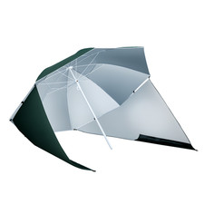 Outsunny 2m Beach Umbrella Sun Shelter 2 in 1 Umbrella UV Protection Steel Green