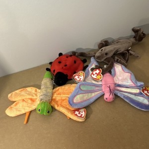 Ty Beanie Babies Lot of 4 Plush Lucky Stinger Glitter Glow Vintage MWMT