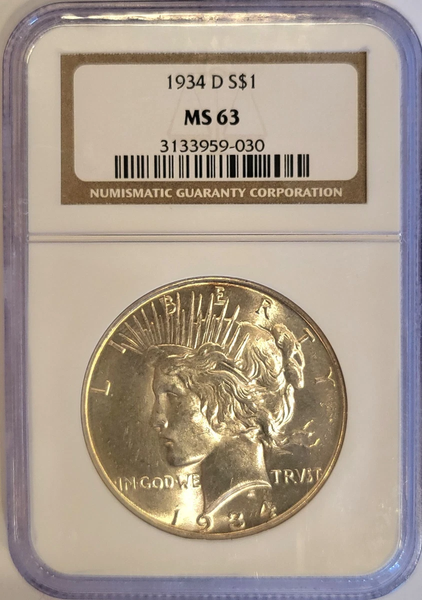 MS 63 Graded 1934 Year Peace Dollars (1921-1935) for sale | eBay