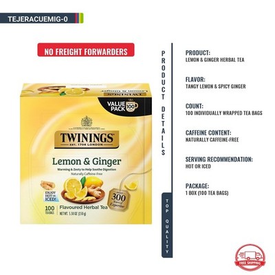 Te De Limon Y Jengibre Herbal Sin Cafeina Digestivo Caliente O Frio 100 Bolsas