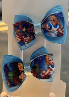 Girls Blue Multicolor Hair Bow Alice in Wonderland Theme Cartoon Character