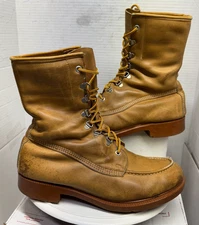 Vintage DUNHAM DURAFLEX Leather Work Boots Canada Greb Sole Beige Mens 8.5W 42