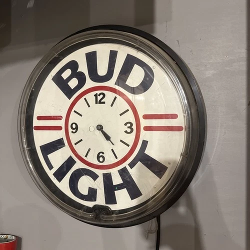 Bud Light Budweiser Neon Sign Clock 20" Vintage