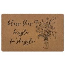 Funny Floral Door Mat, Funny Welcome Mat, Bless This Hizzle Fo Shizzle Minima...
