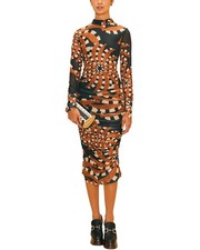 Farm Rio Bananada Black Dark Tulle Midi Dress Women's Xs