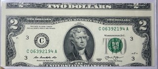 $2 Two Dollar Bill Major Miscut Error
