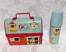 Vintage Fisher Price 549 Toy Lunch Kit Barn  Silo Lunchbox