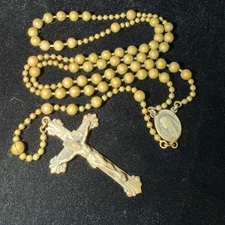 Antique WWI WWII Era Solidiers Pull Chain Catholic Bronze Metal Rosary