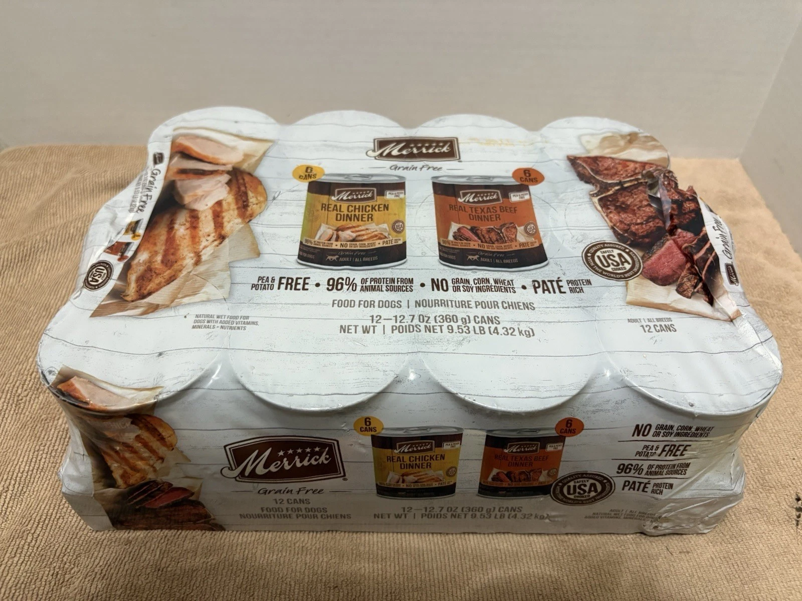 Merrick Grain Free Wet Dog Food Variety Pack 12 Cans Healthy Dog Food