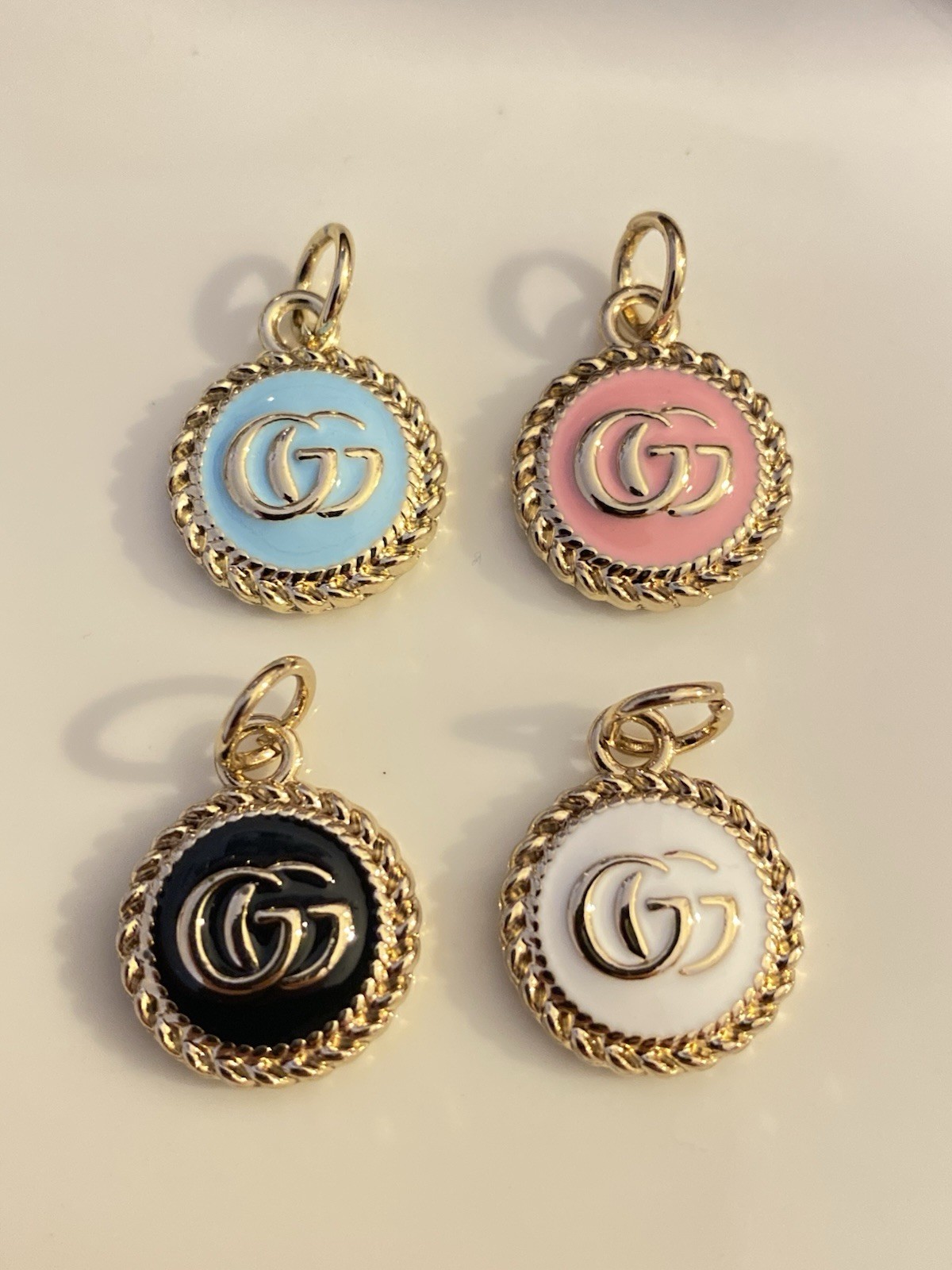 Lot Of 4 Small Gucci Zipper Pull Button Stamped Charms