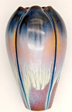 9" vertically ribbed VASE by Bill Campbell Studio