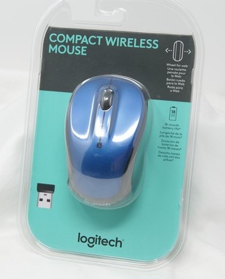 Logitech Compact Wireless Mouse 910-005754 (Blue) 10m range, wheel for web NEW