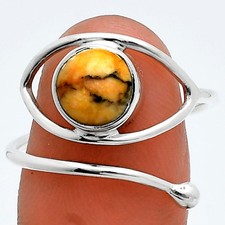 Adjustable Eye Honey Dendritic Opal 925 Sterling Silver Ring s.9 Jewelry R-1254