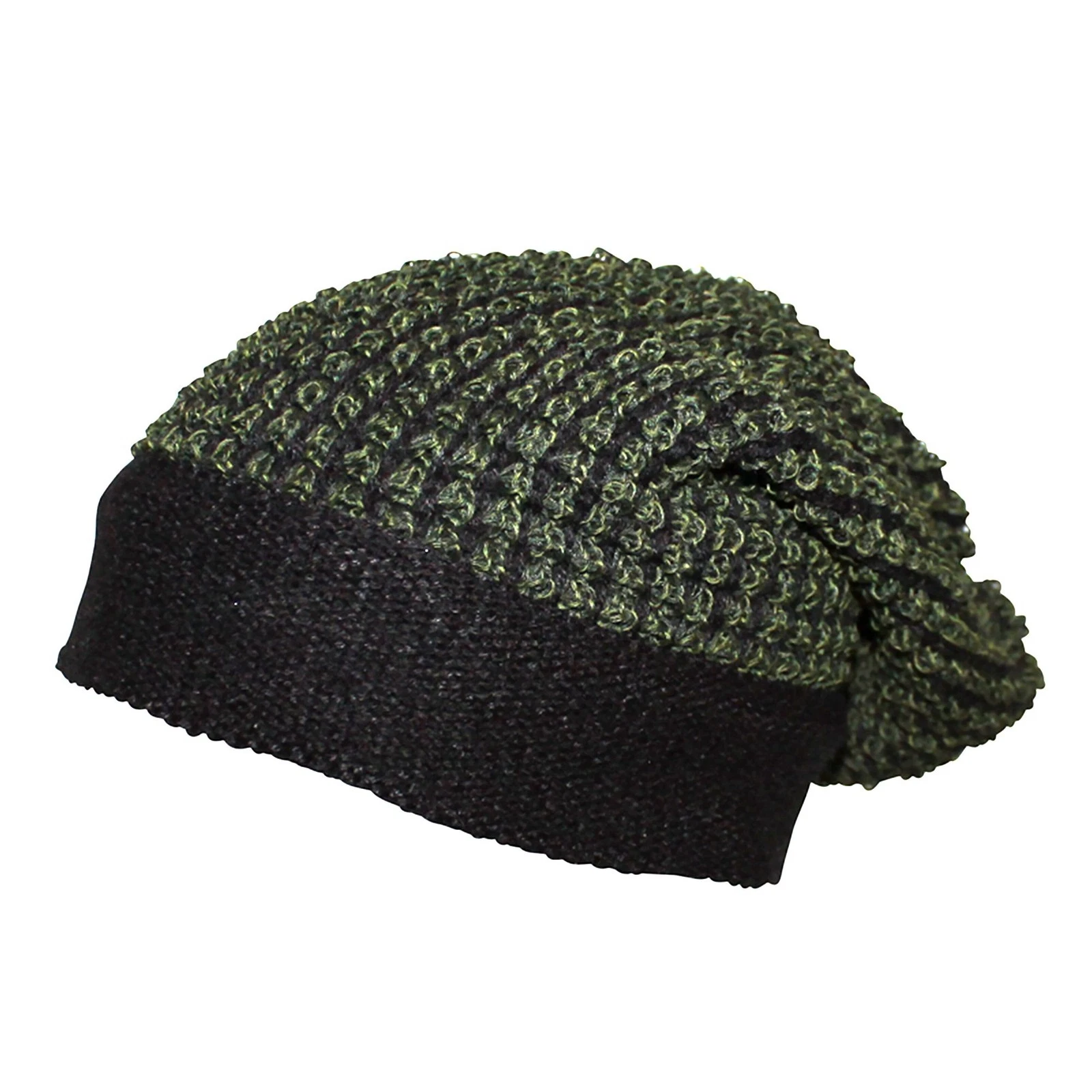 Beanie Hat 30cm Long Black Green Knitted Cotton Cap