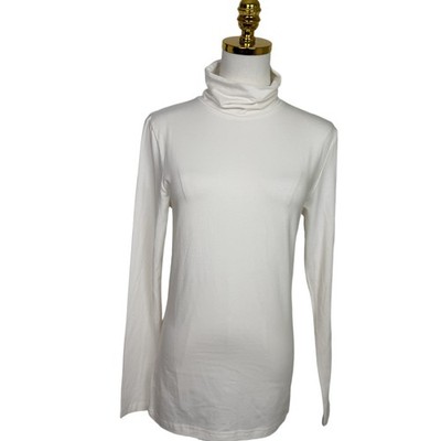 B.Young Turtleneck Long Sleeve Top Womens L Beige Turtleneck Collar Cozy NWT