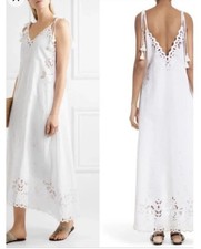 Theory Taytee Embroidery Eyelet Maxi Slip Dress Beach Wedding Linen Womens 4