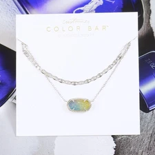 CLEARANCE! NWOT Kendra Scott Elisa Watercolor Drusy Multi Strand Necklace Silver