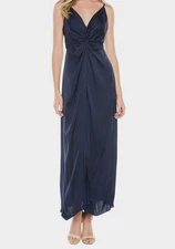 Bardot Women's Blue Draped Ora Twist Front Sleeveless Gown Dress Size 8