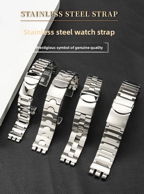 Large Mens Strap Solid Stainless Steel Watch Band 17 20 23mm for Swatch YGS YAS 