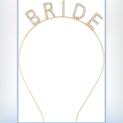 Bride Tiara & Headband Rhinestone Wedding Bridal Hair Accessories - Gold
