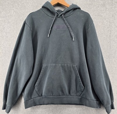 PUMA Pullover Hoodie Mens XL Gray Raised Script Logo Y2K Minimalist Basic Baggy