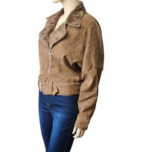 Hyfve Women's Corduroy Moto Cropped Jacket Faux Fur side