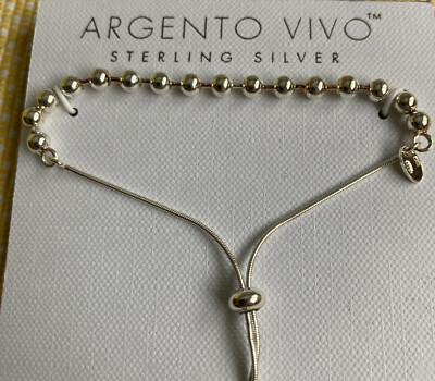 Argento Vivo .925 Sterling Silver Beaded Adjustable Bracelet~New