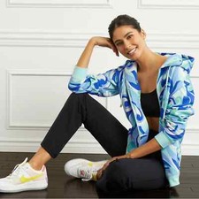 Hill House Allie Full Zip Hooded Jacket Blue Ocean Kaleidoscope Size Small