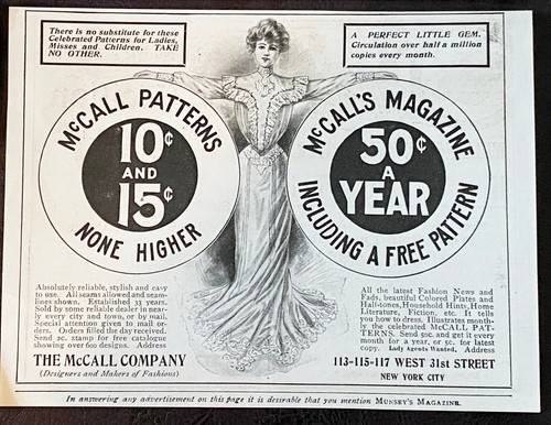 Edwardian Ladies Dresses McCALL MAGAZINE&FASHION PATTERNS Vtg 1900s Print Ad Lot - Picture 5 of 5