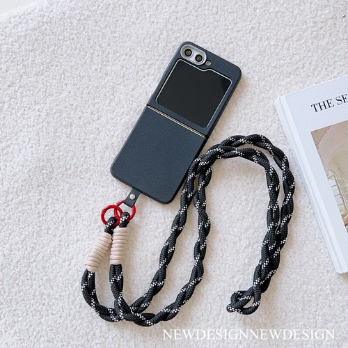 Housse avec chaîne de téléphone portable pour Samsung Galaxy Z Flip6 Flip5 Flip4 3 étui de protection en cuir - Photo 14 sur 16