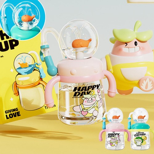 Baby Straw Cup Whale Spray Water Bottle Sippy Cups 300ml Leak Proof Spray - Picture 5 of 14