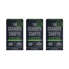 Pine Tar Bar Soap for Men, 3-in-1 Cleanser & Moisturizer, 3.25oz, 3-Pack