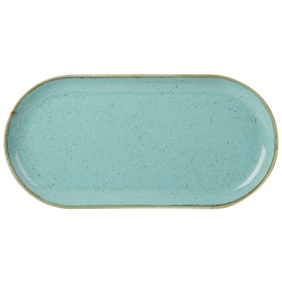 6x Porzellan Jahreszeiten Meerspray blau grün schmale ovale Platte 32 x 20 cm/12,5 Zoll x 8 Zoll