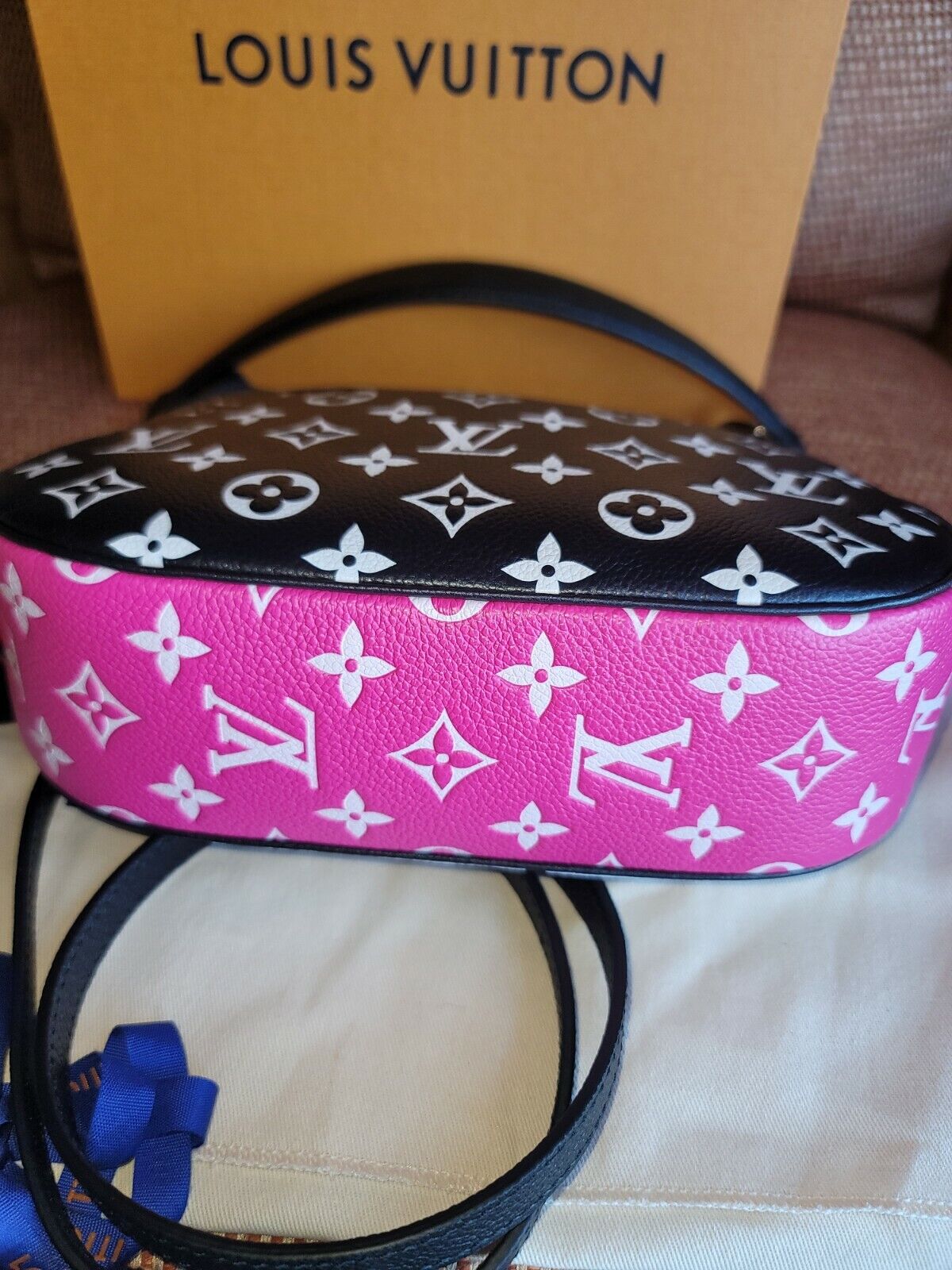 Louis Vuitton Black x White x Pink Monogram Empreinte Bagatelle BB  Crossbody 5lz at 1stDibs