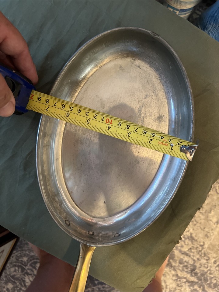 Vintage Oval Copper & Stainless Steel Skillet Frying Pan Made In