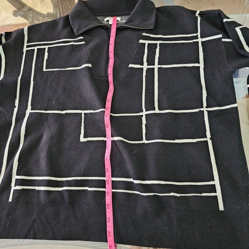 Nine West Geometric Black & White Half-Zip Sweater W/Long Sleeves Sz XXL Preppy - Picture 5 of 10