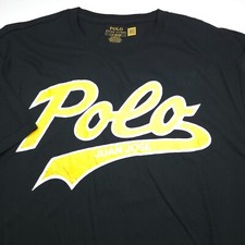 POLO RALPH LAUREN CREW T-Shirt -L- BLACK YELLOW SPELLOUT -JUAN JOSE CREATE OWN