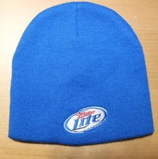 Miller Lite Embroidered  Beer Football Beanie Hats Blue One Sizes