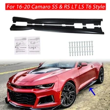 Side Skirt Rocker Panel Extension For 16-20 Camaro SS & RS LT LS Black T6 Style