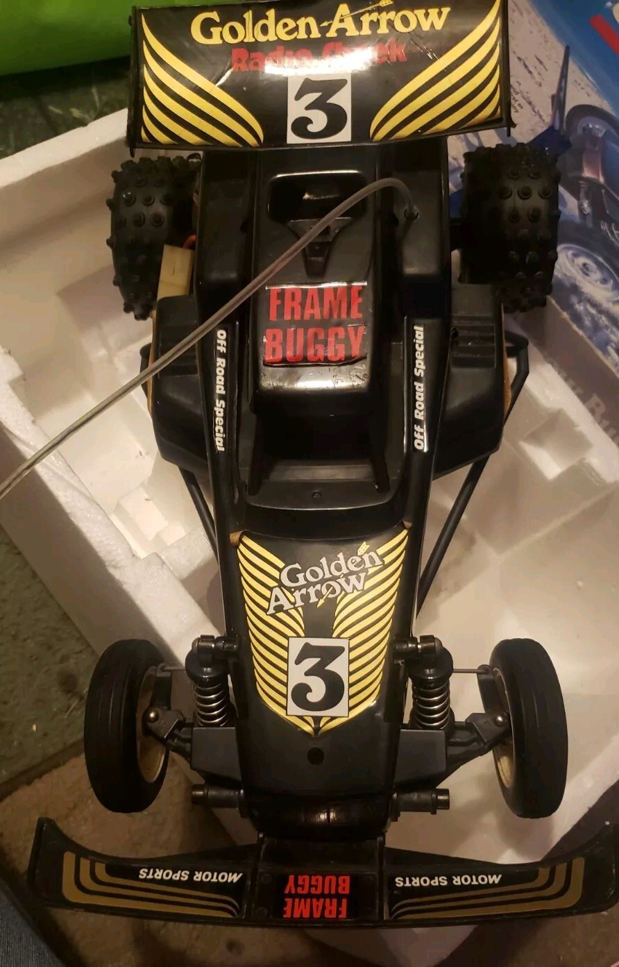 Vintage 1980s Radio Shack Golden Arrow Buggy RC remote control Car In